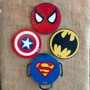 Superhero Porcelain Coasters Set with Metal Rack