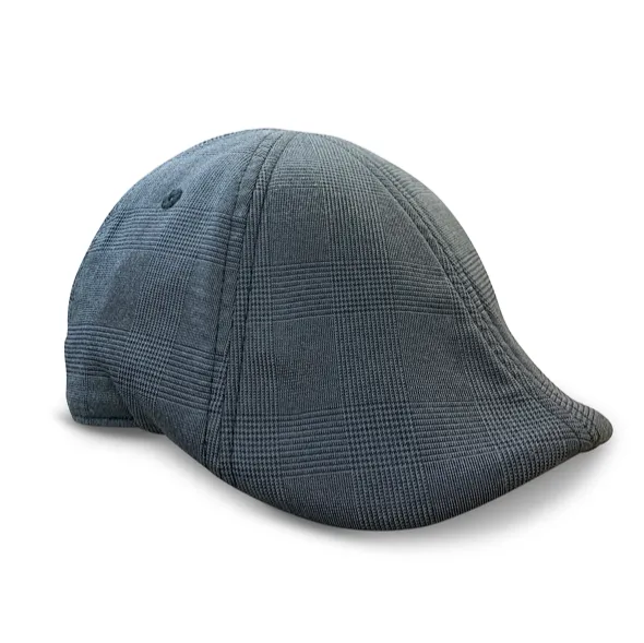 The Plaid Trainer Boston Scally Cap - Dark Grey & Black