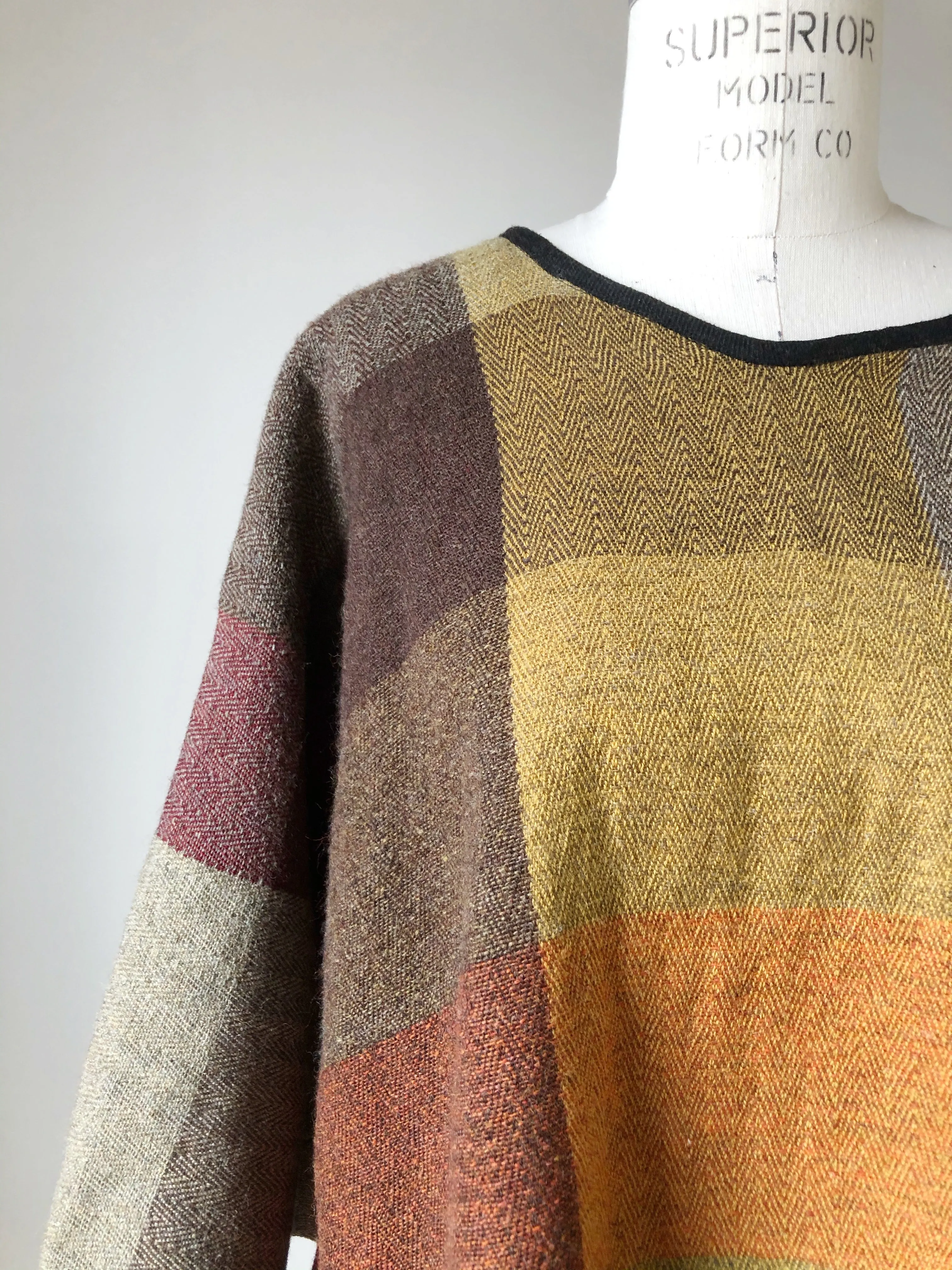thistle hill wool and cotton herringbone kimono top