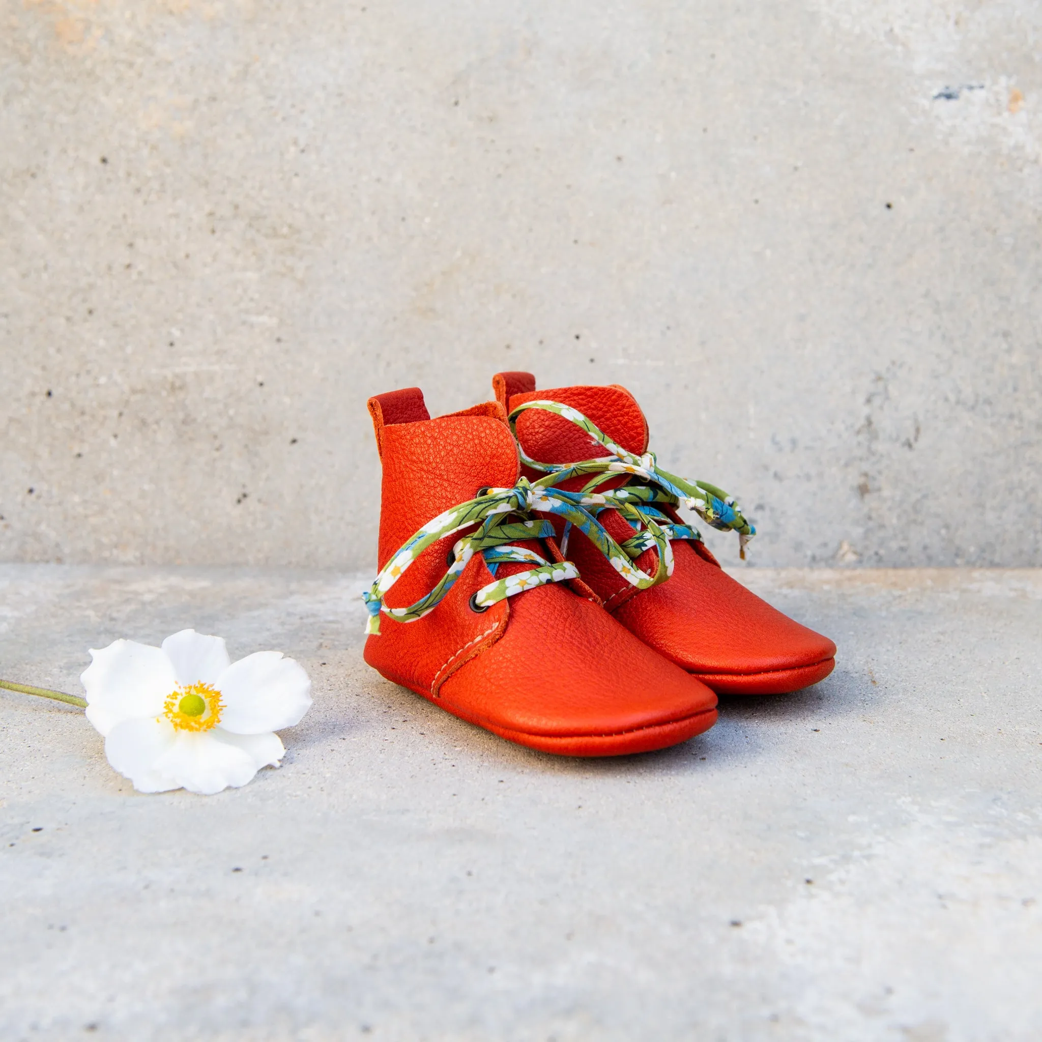 TOMATO HIGH TOPS WITH LIBERTY PRINT LACES