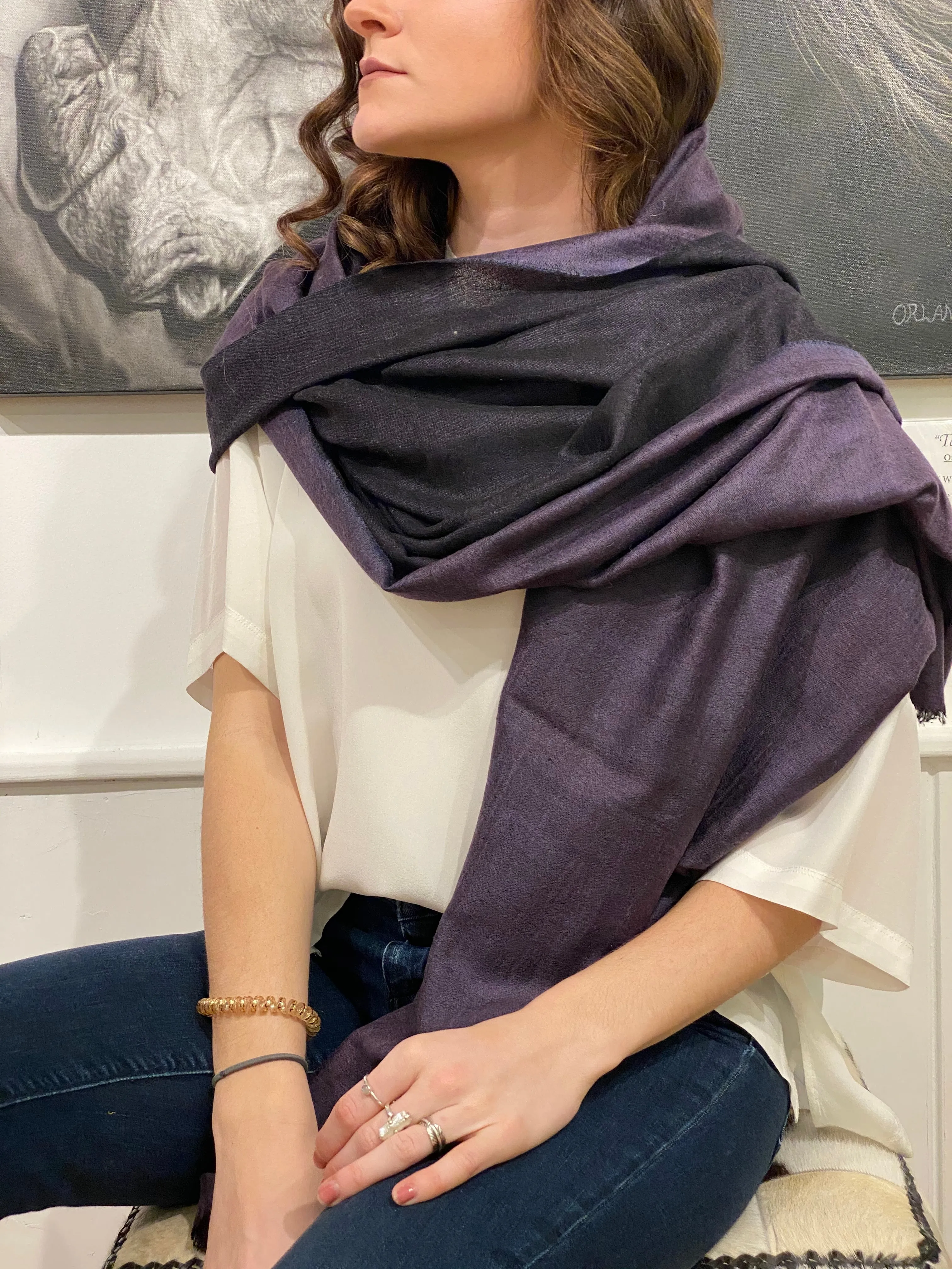 TWO-COLOR WOVEN CASHMERE SCARF