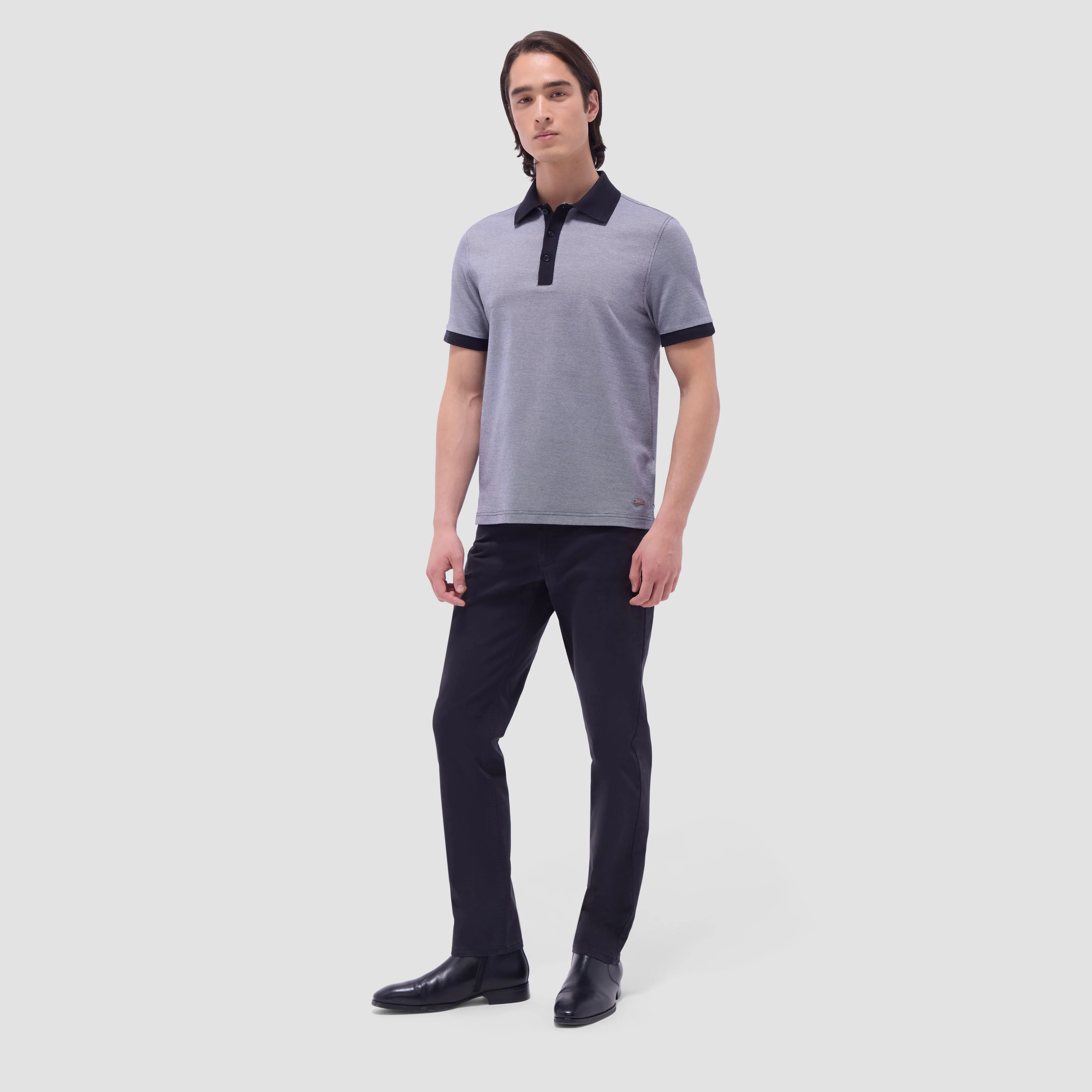 Two-Tone Bird's Eye Polo Shirt
