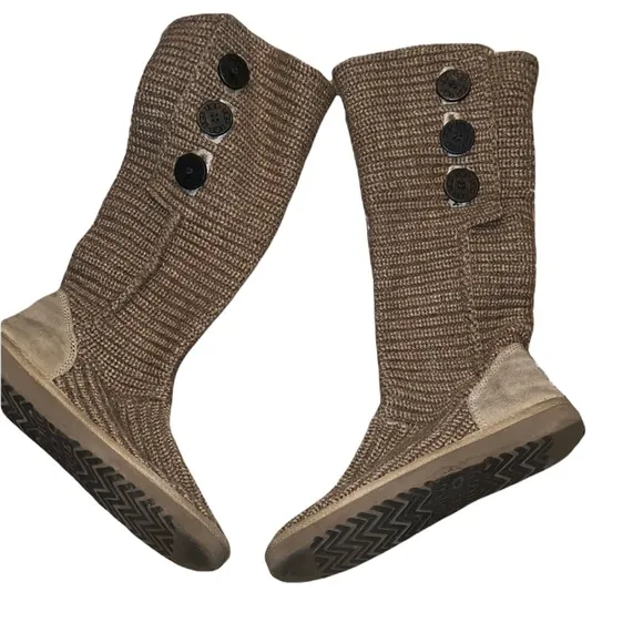 Ugg Classic Tan Tall Woven Textile Yarn Boots Size 7