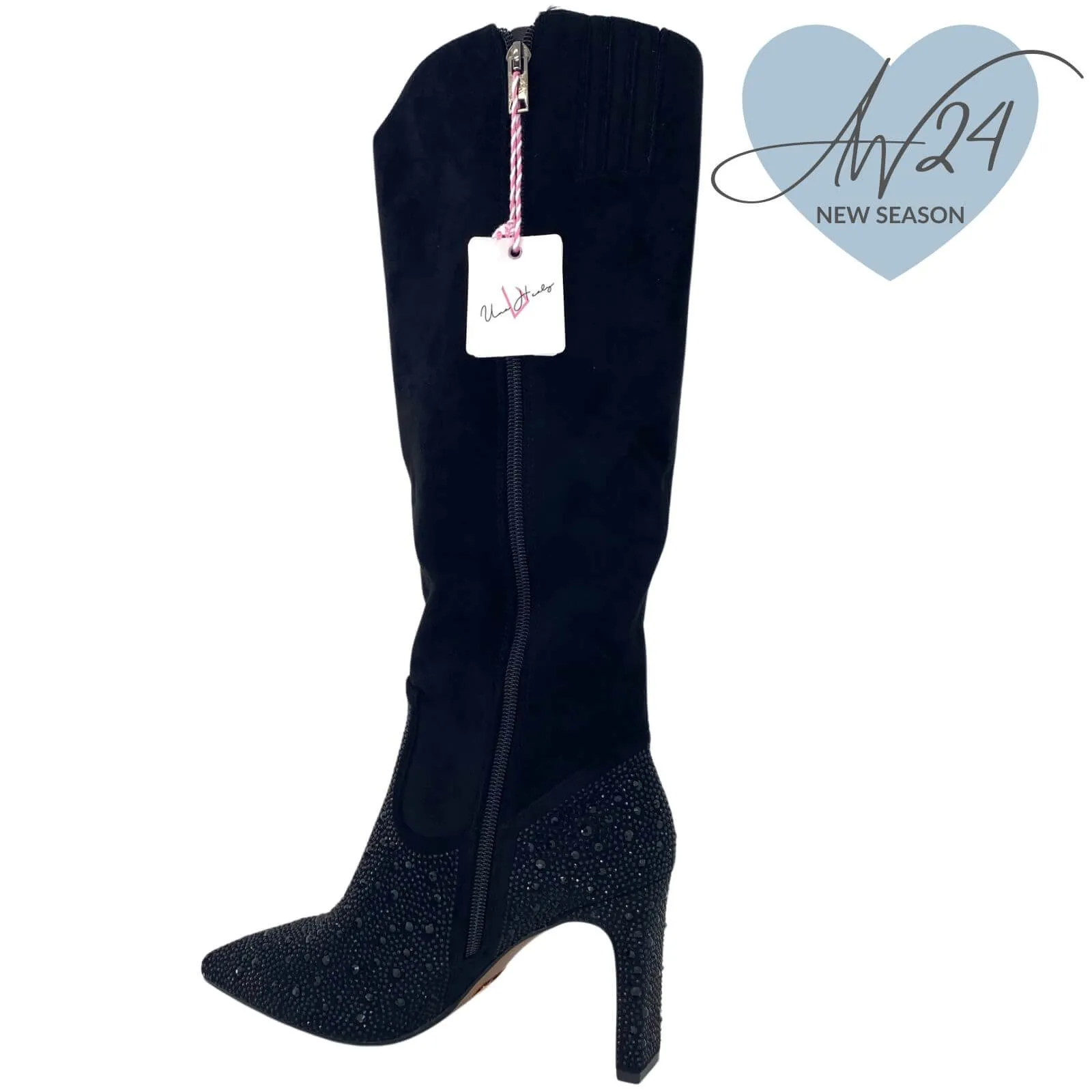 Una Healy Sparkly Long Length Black Western Boots