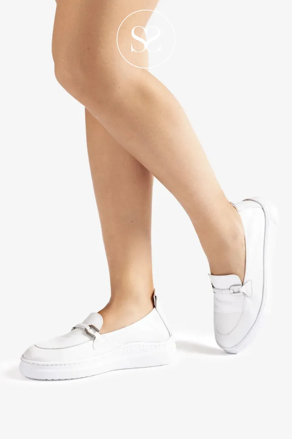 UNISA FORMAL_MEC WHITE LEATHER SLIP ON SHOES
