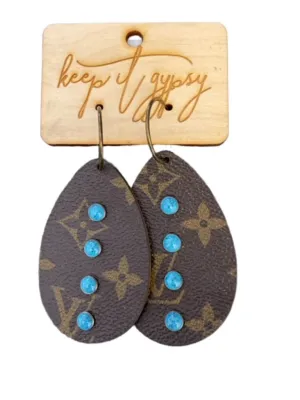 Upcycled Large Turquoise Stud Teardrop Earrings by Keep It Gypsy