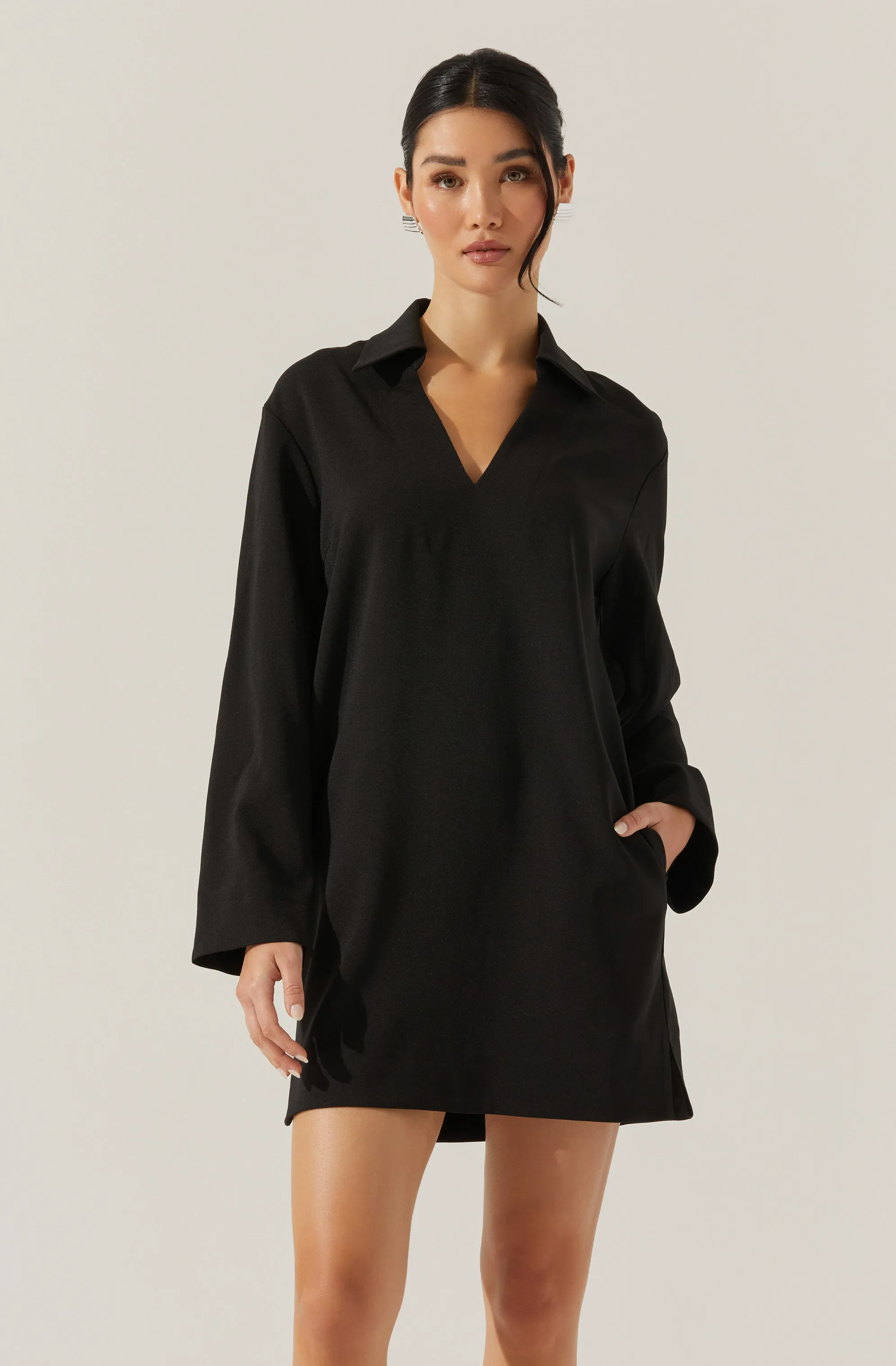 V-Neck Woven Mini Dress