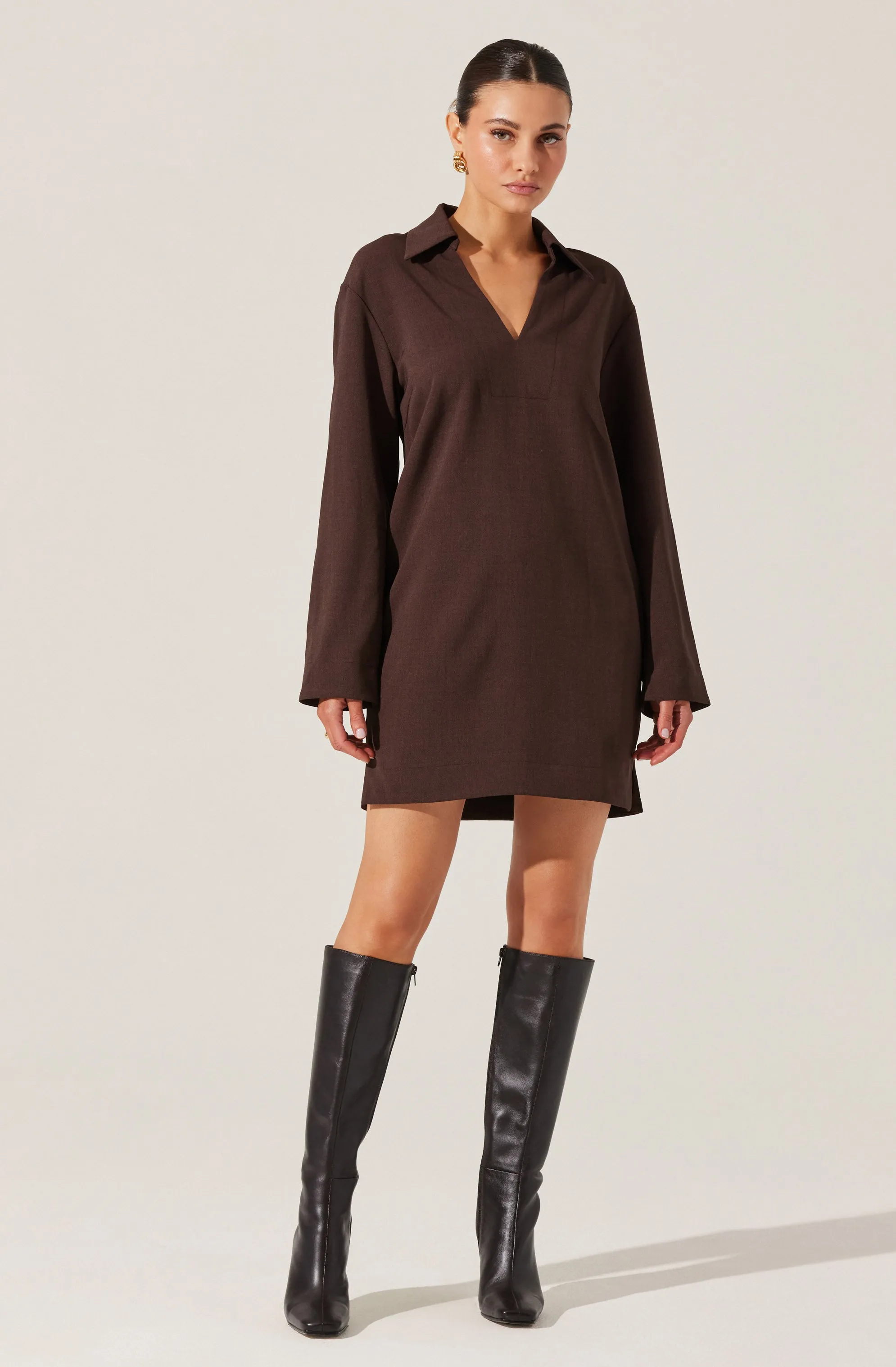 V-Neck Woven Mini Dress