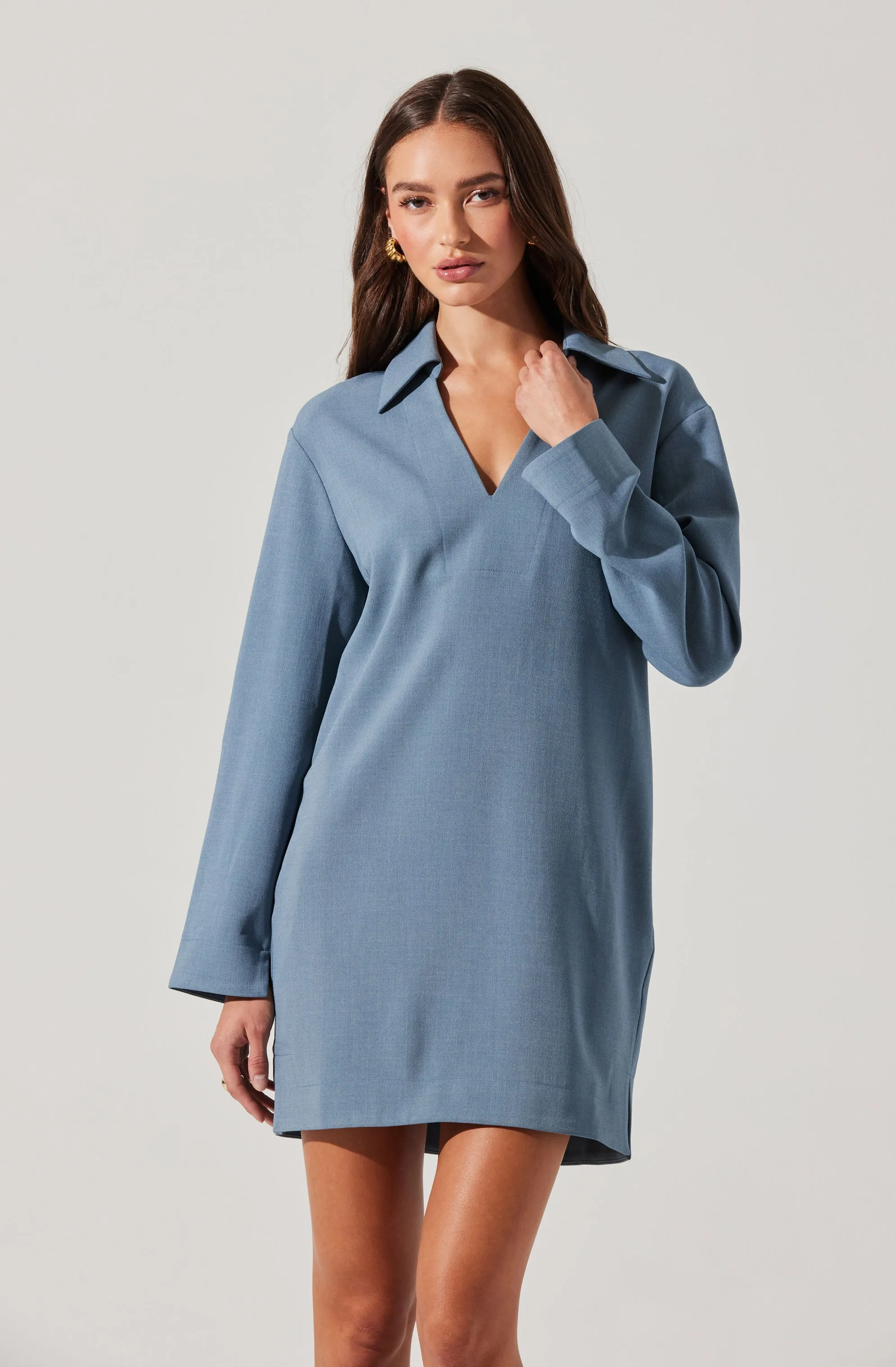 V-Neck Woven Mini Dress