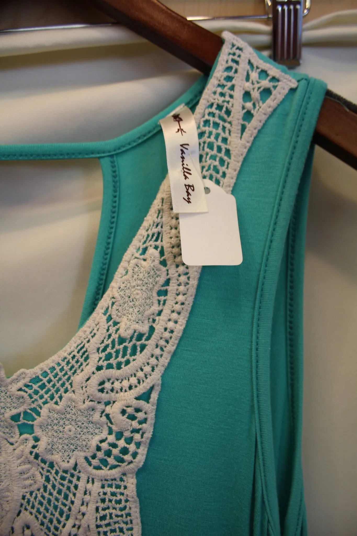 Vanilla Bay | Vintage Ivory Lace Top Teal