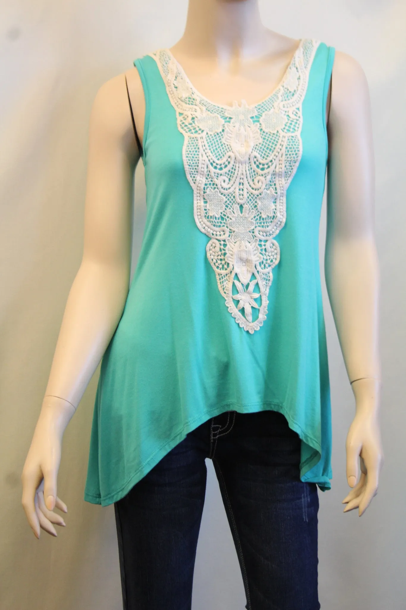 Vanilla Bay | Vintage Ivory Lace Top Teal