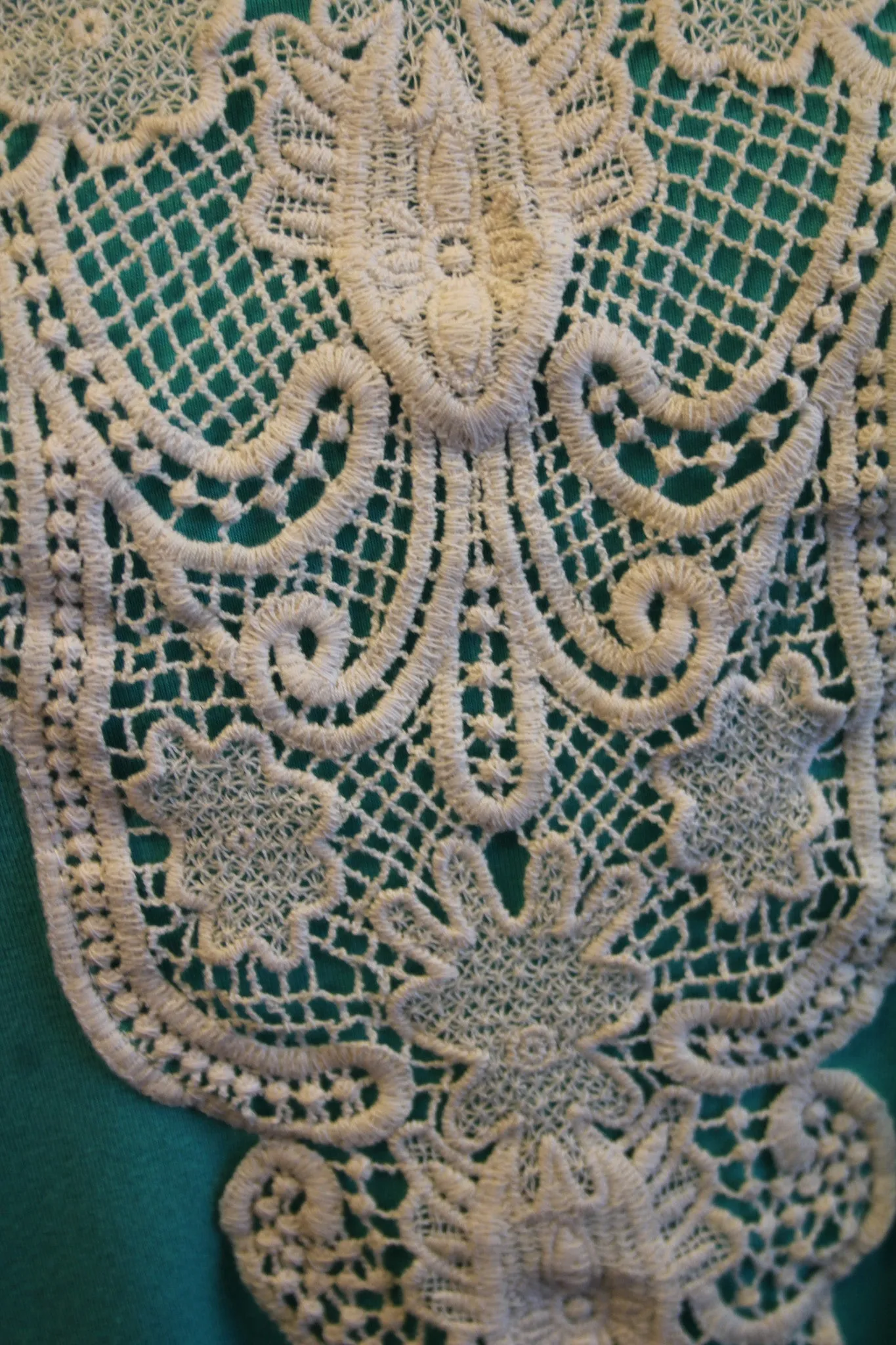 Vanilla Bay | Vintage Ivory Lace Top Teal