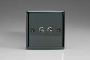 Varilight XIT2 Toggle Switches 2-Gang Iridium Black