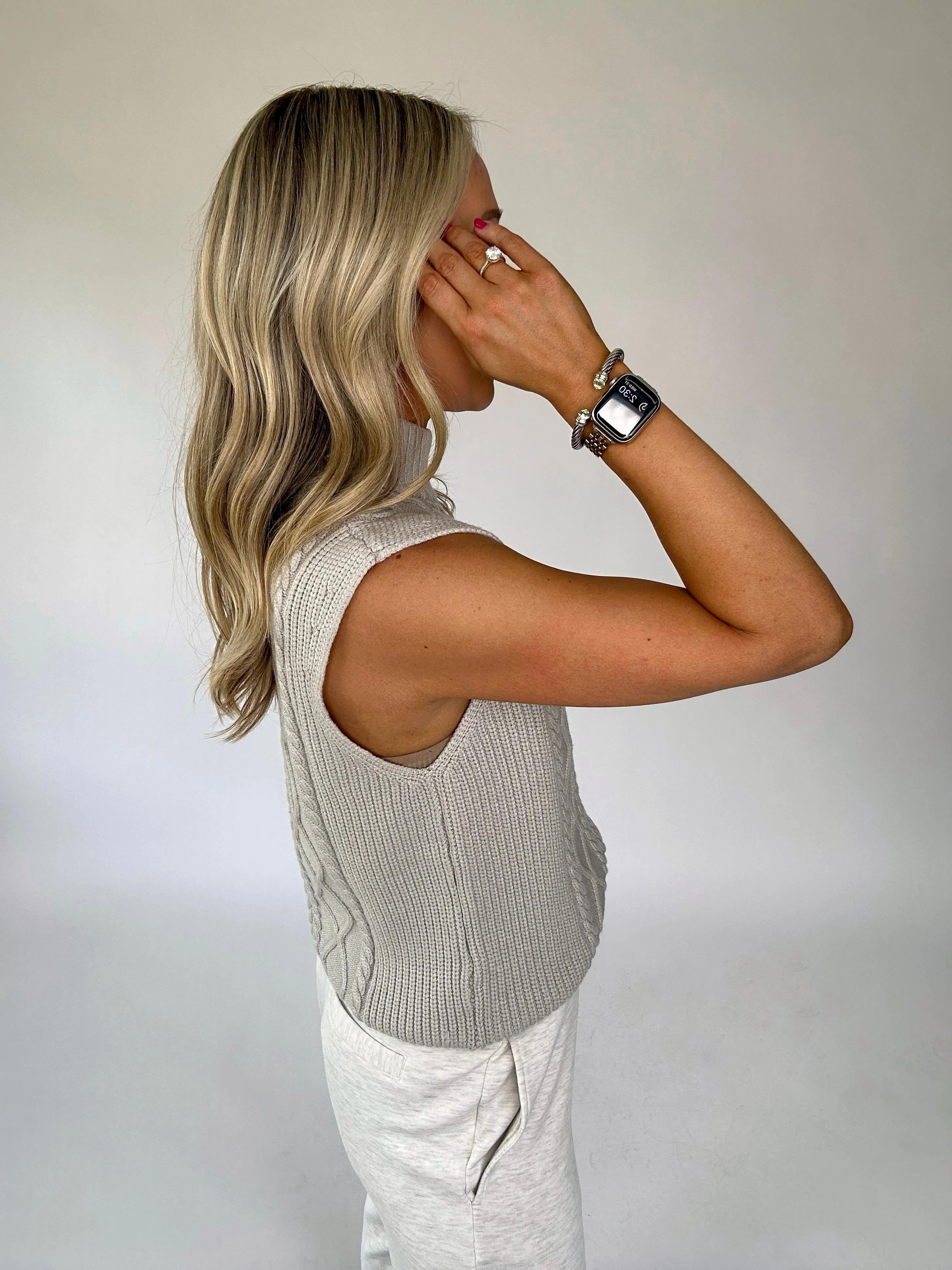 VARLEY Joilette Roll Neck Vest - Harbour Mist