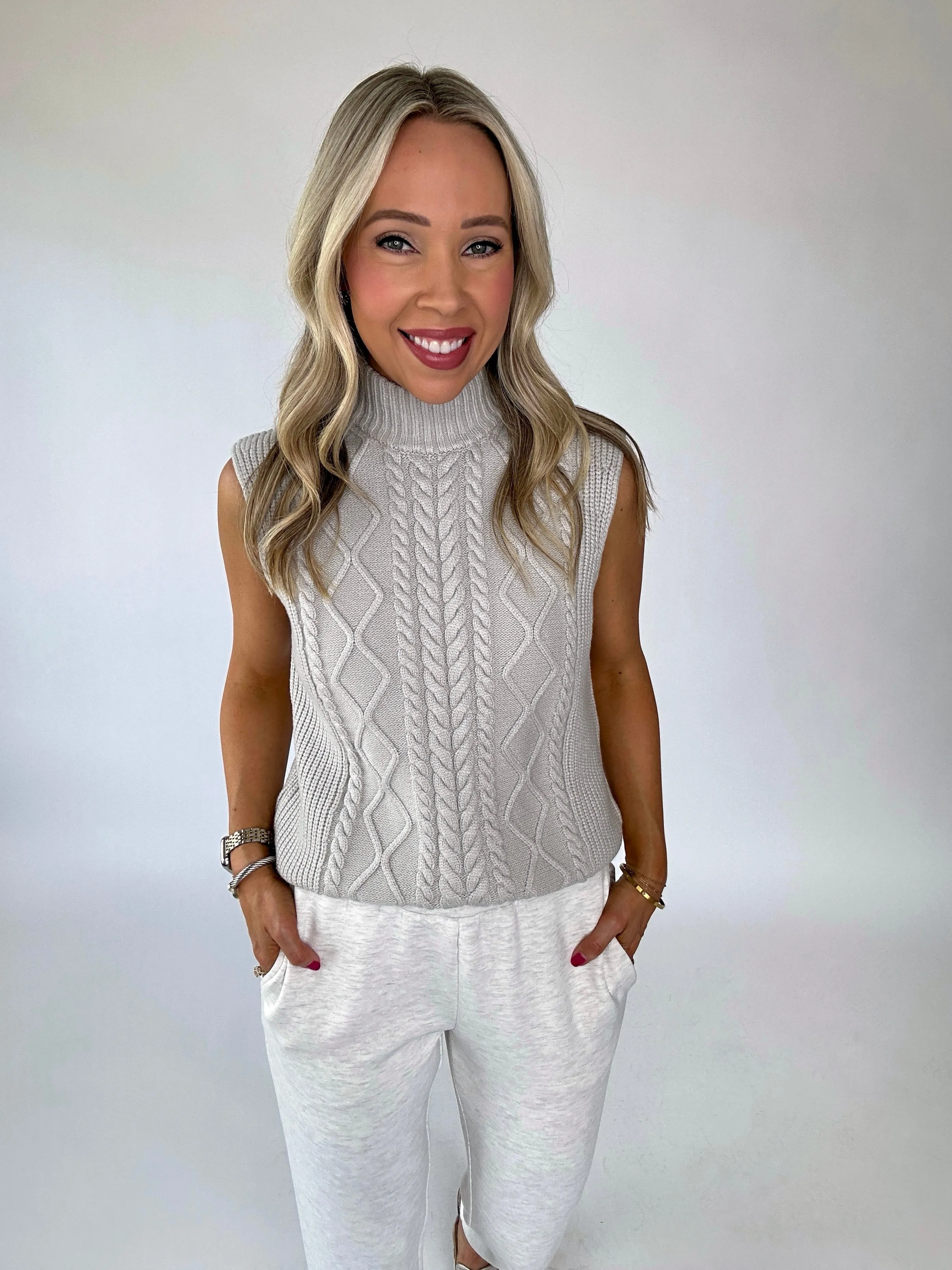 VARLEY Joilette Roll Neck Vest - Harbour Mist