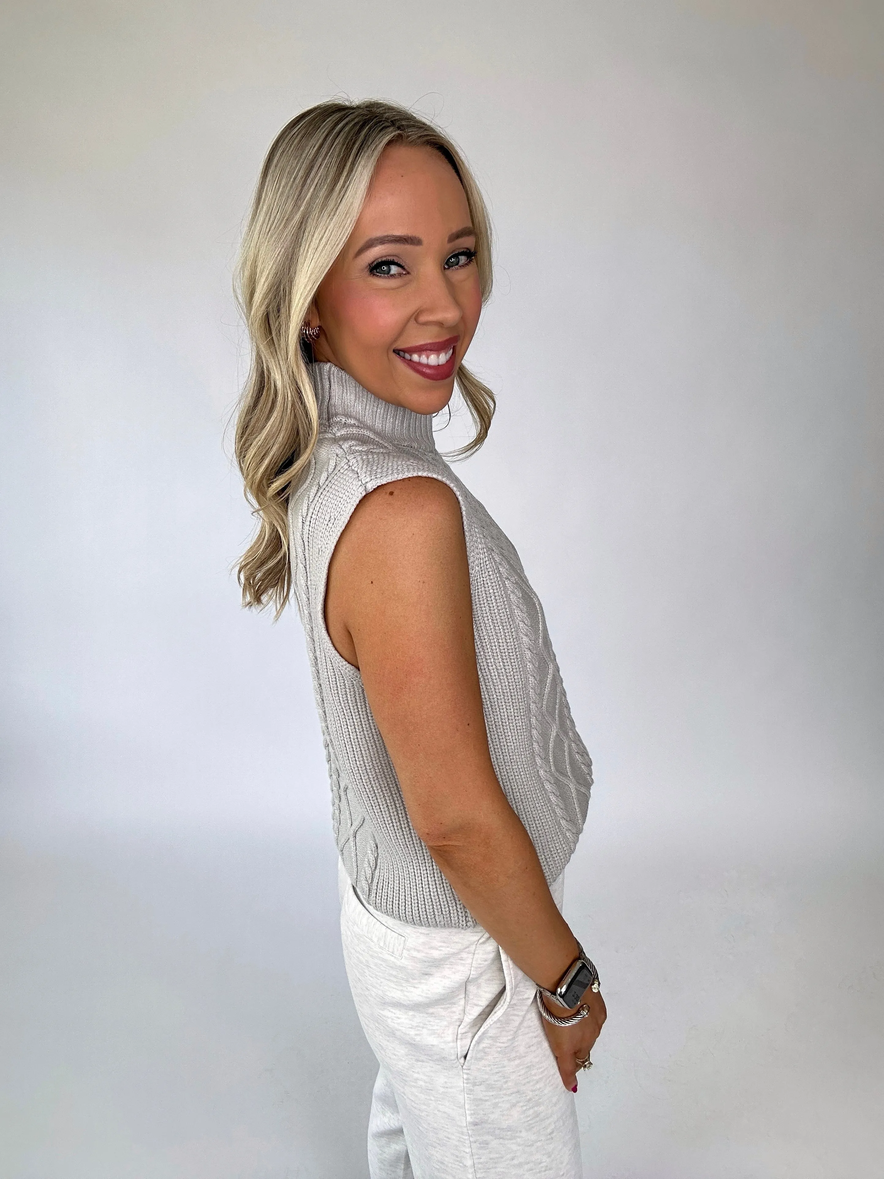 VARLEY Joilette Roll Neck Vest - Harbour Mist