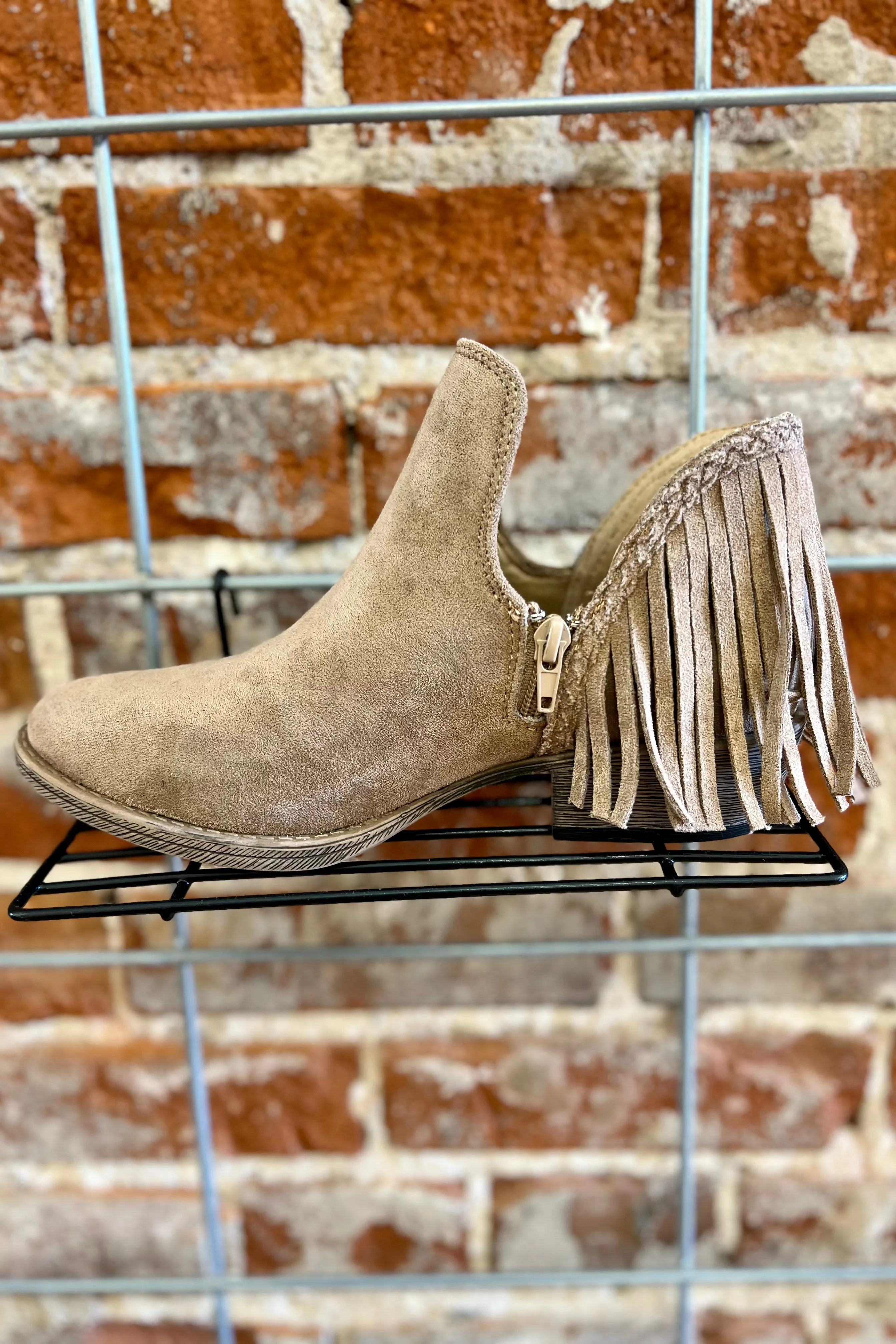 Very G Trio Fringe Bootie •Taupe•