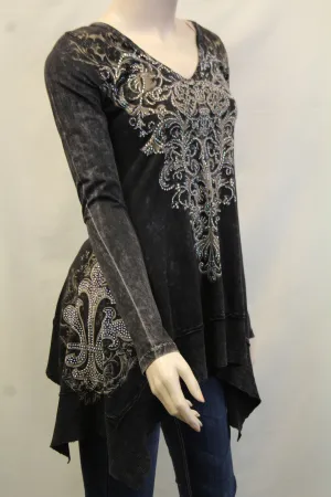 Vocal | Charcoal with Fleur De Lis, and Clear Rhinestones