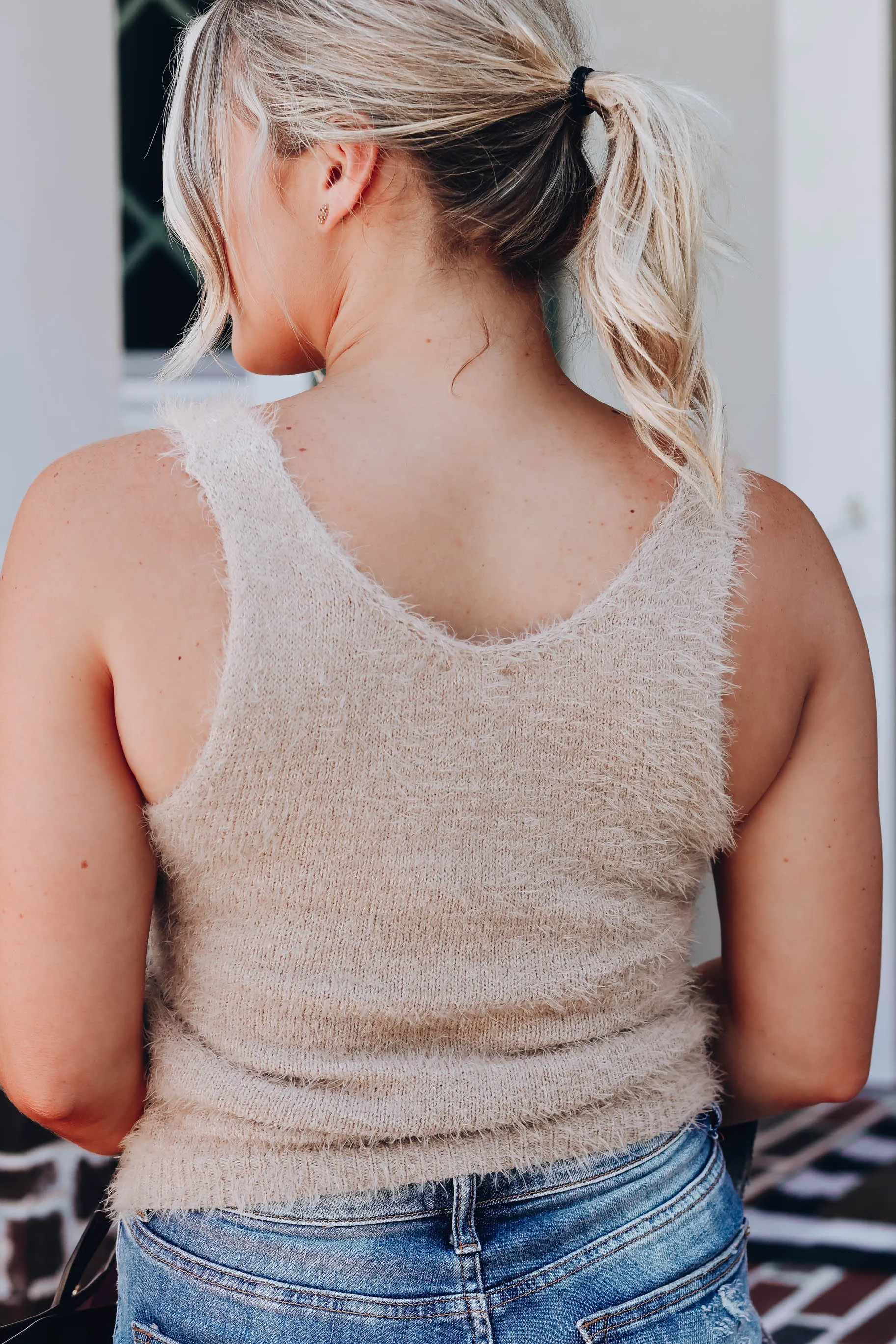 Warmin' Up To You Fuzzy Tank - Taupe