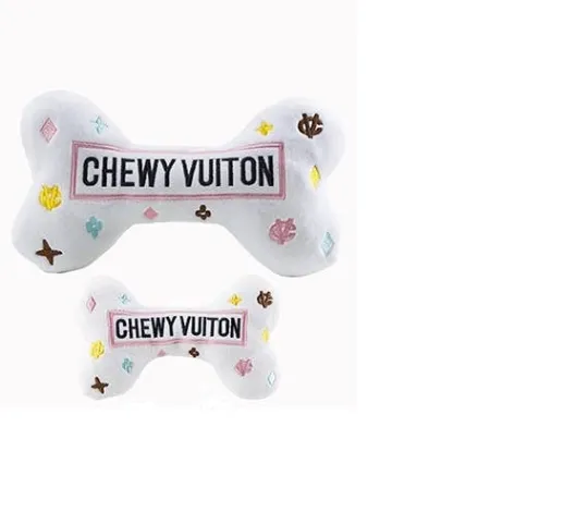 White Chew Vuiton Dog Bone Toy
