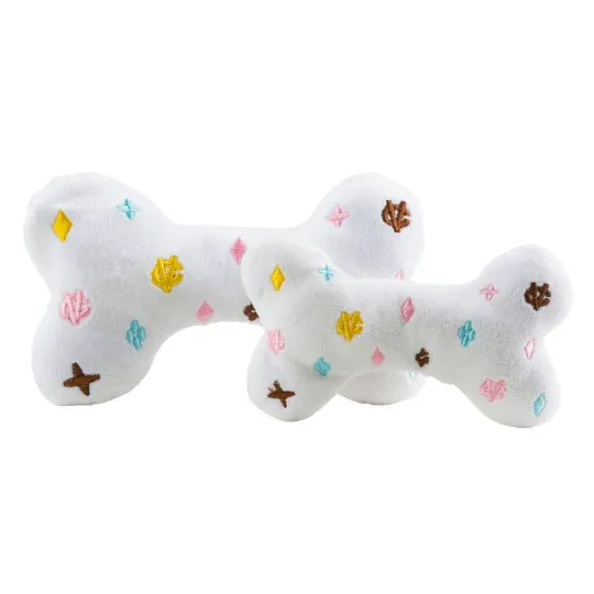 White Chew Vuiton Dog Bone Toy