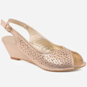 Women "NIKE" Diamantes Buckle Fastening Wedge Heel Sandals