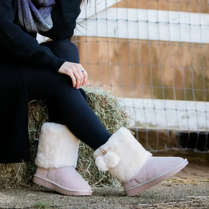 Women's Pom Pom Sheepskin Boots