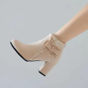 Women's Small Feet Chunky Heel Short Boots TS123