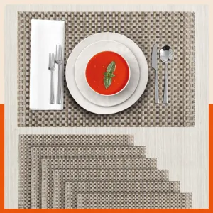 Woven PVC Table Mats / Placemats for Dining Table at Home (Quin - Set of 6 )
