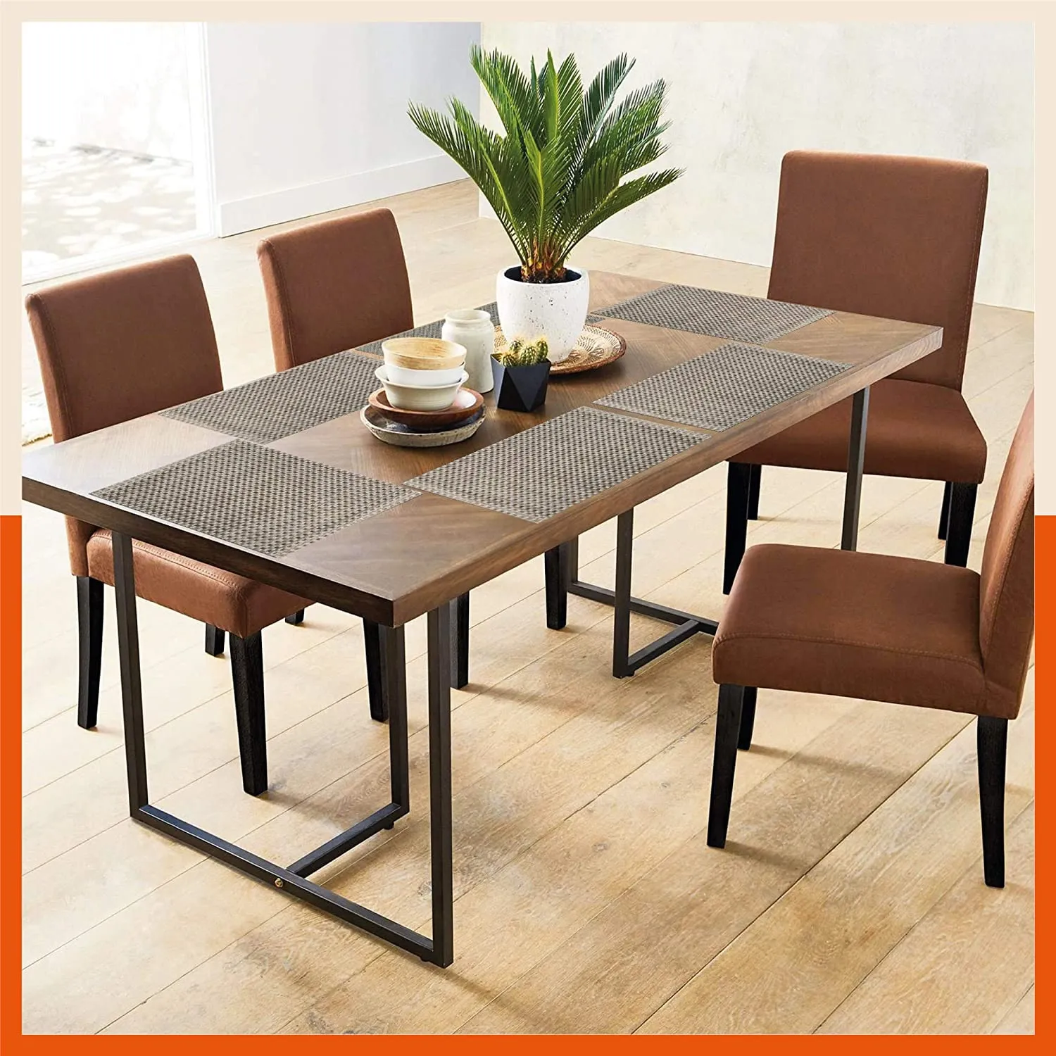 Woven PVC Table Mats / Placemats for Dining Table at Home (Quin - Set of 6 )