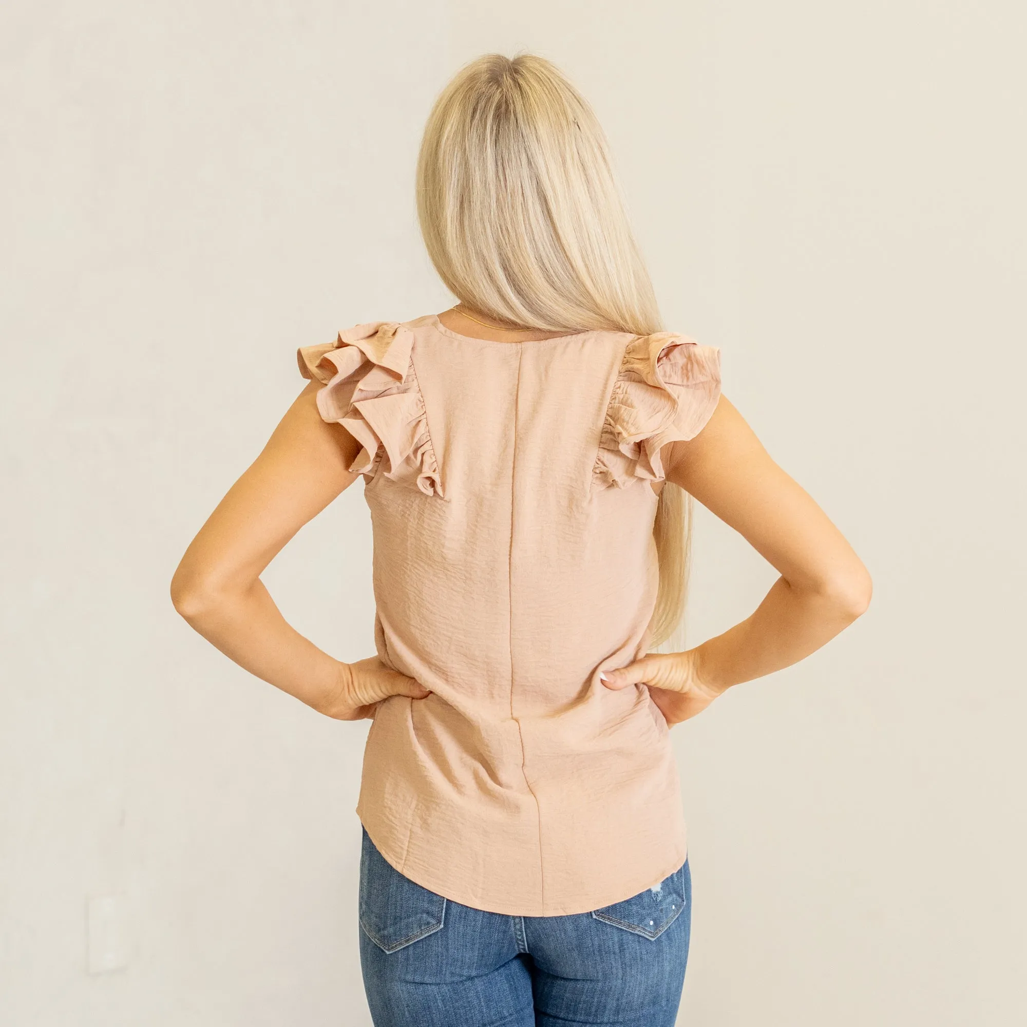 Woven tiered ruffle sleeve top