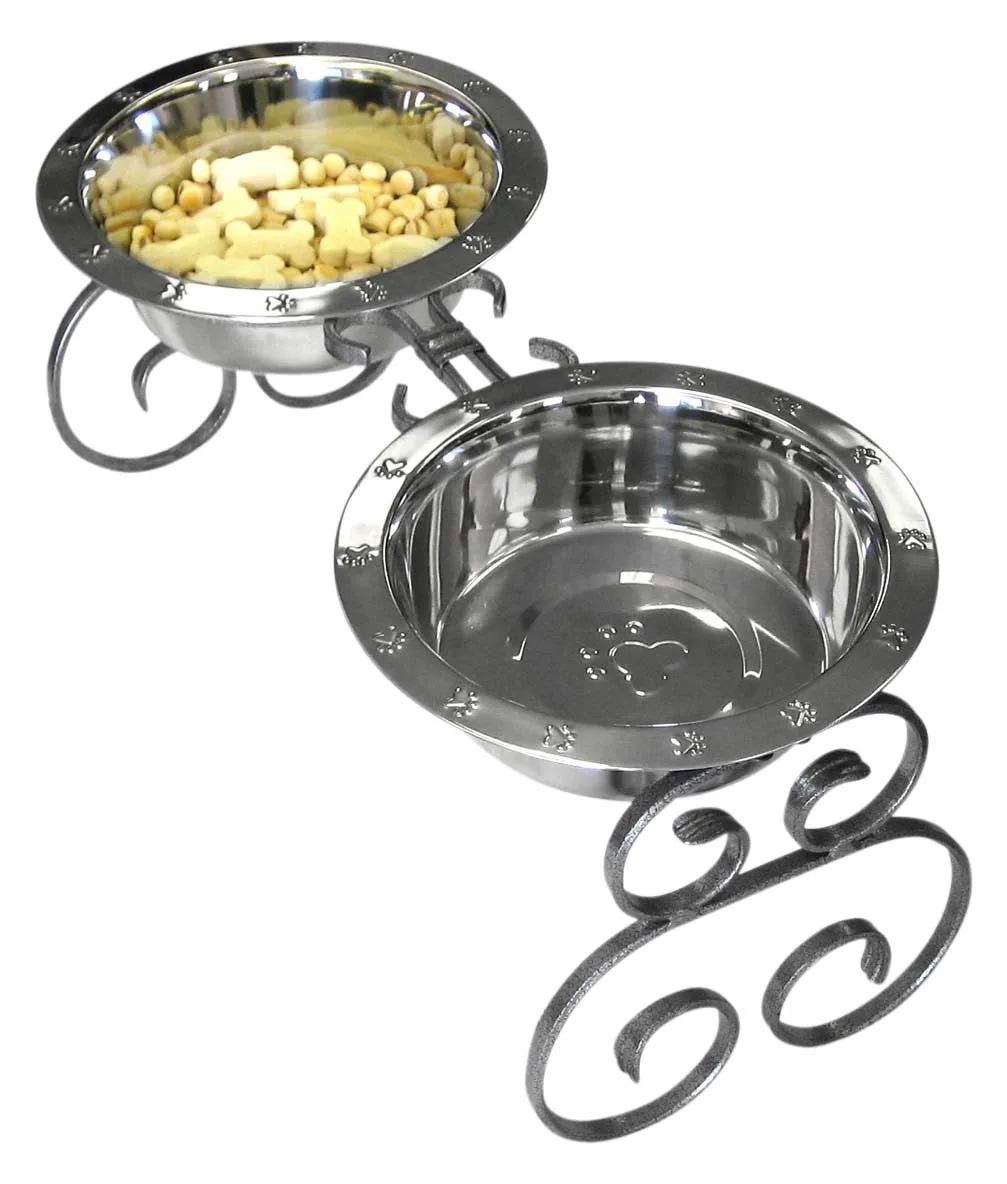 Wrought Iron Elevated Dog Diner 10"