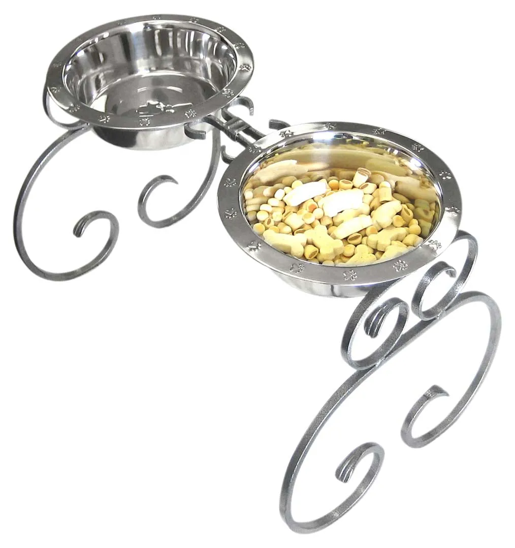 Wrought Iron Elevated Dog Diner 16"