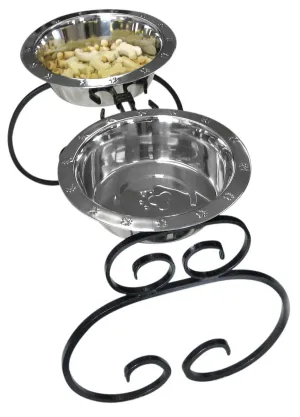 Wrought Iron Elevated Dog Diner 16"
