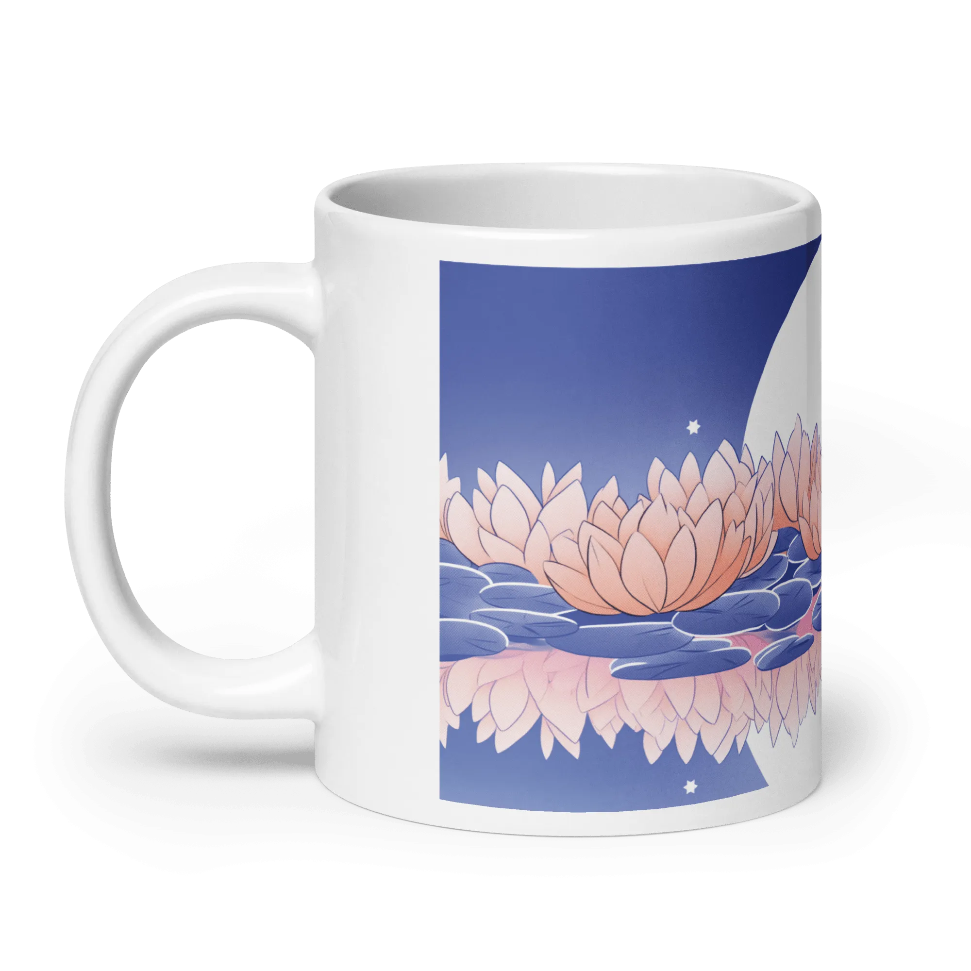 Zen: Full Moon Lotus White Glossy Mug