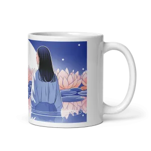 Zen: Full Moon Lotus White Glossy Mug
