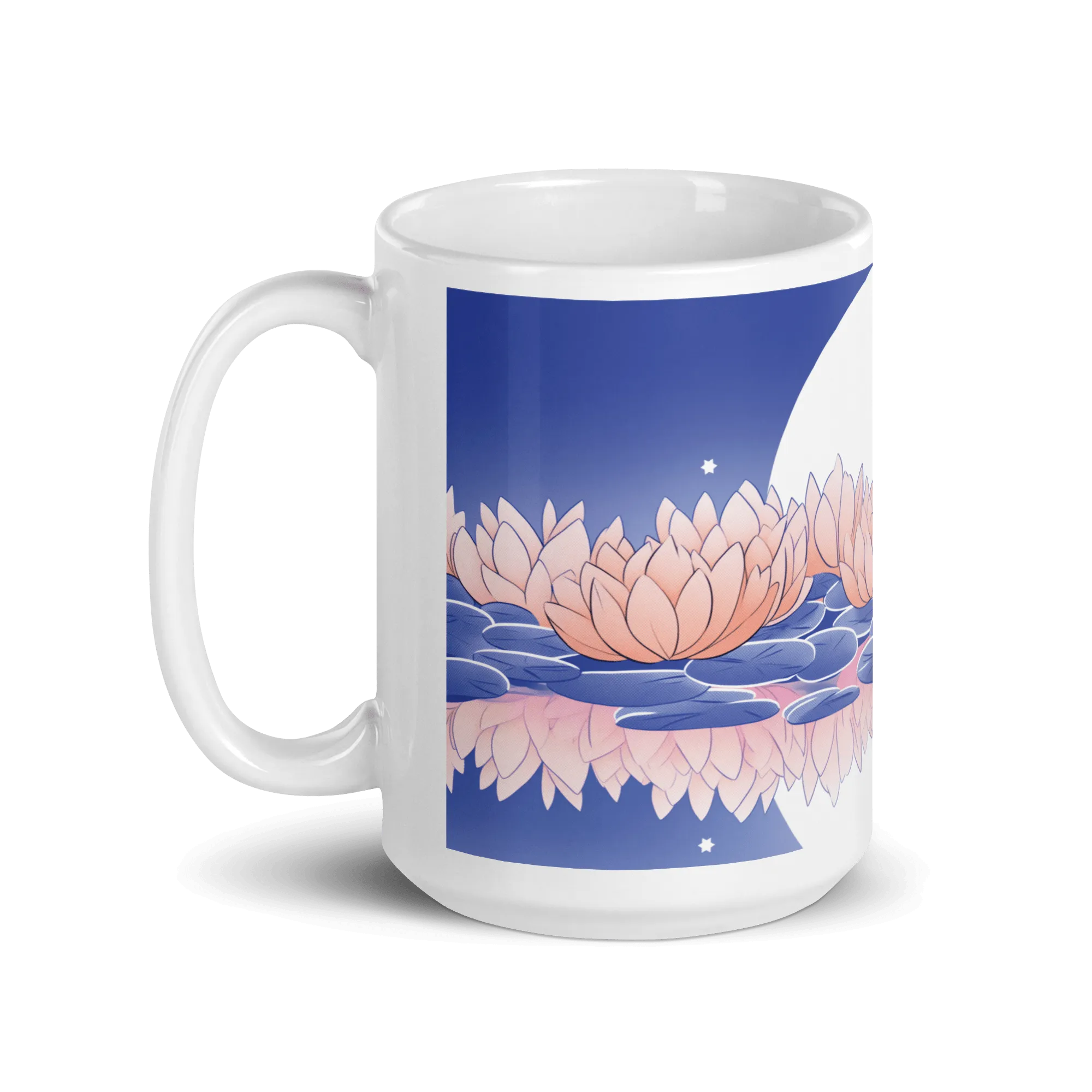 Zen: Full Moon Lotus White Glossy Mug