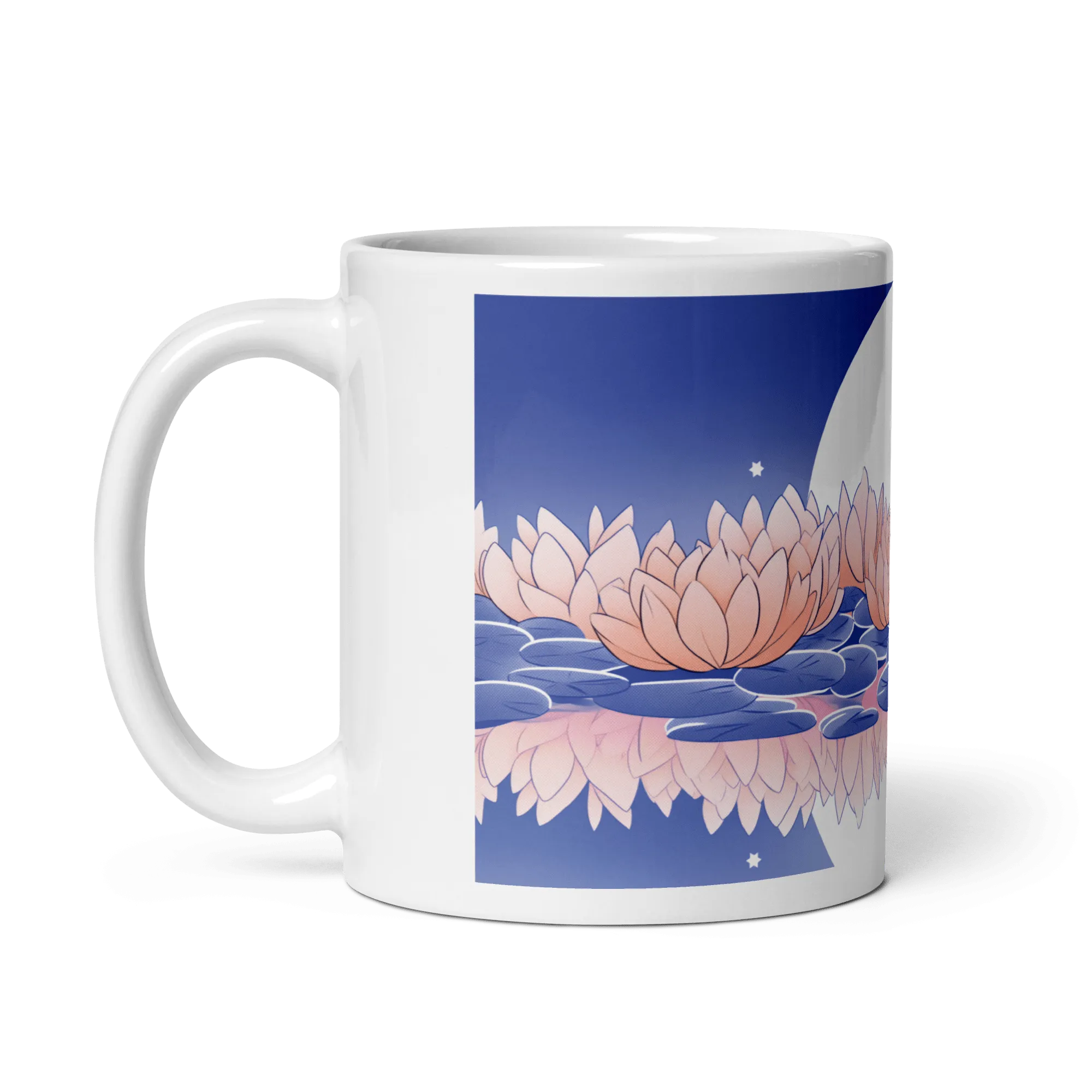 Zen: Full Moon Lotus White Glossy Mug